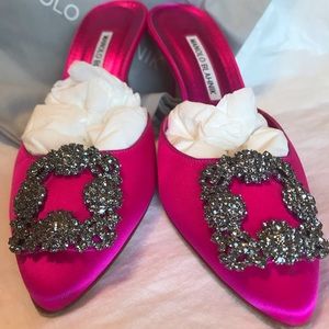 Manolo Blahnik Hangisimu 70mm Hot Pink